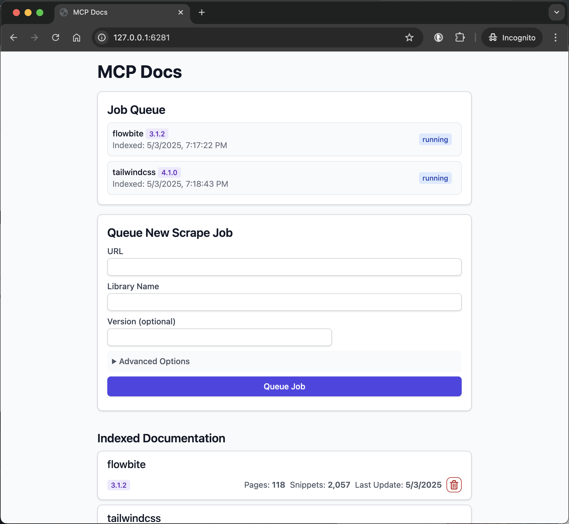 Docs MCP Server Web Interface