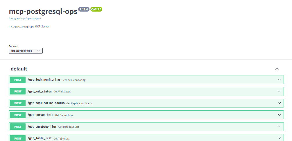 MCPO Swagger APIs