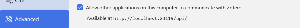 Zotero 本地 API 设置