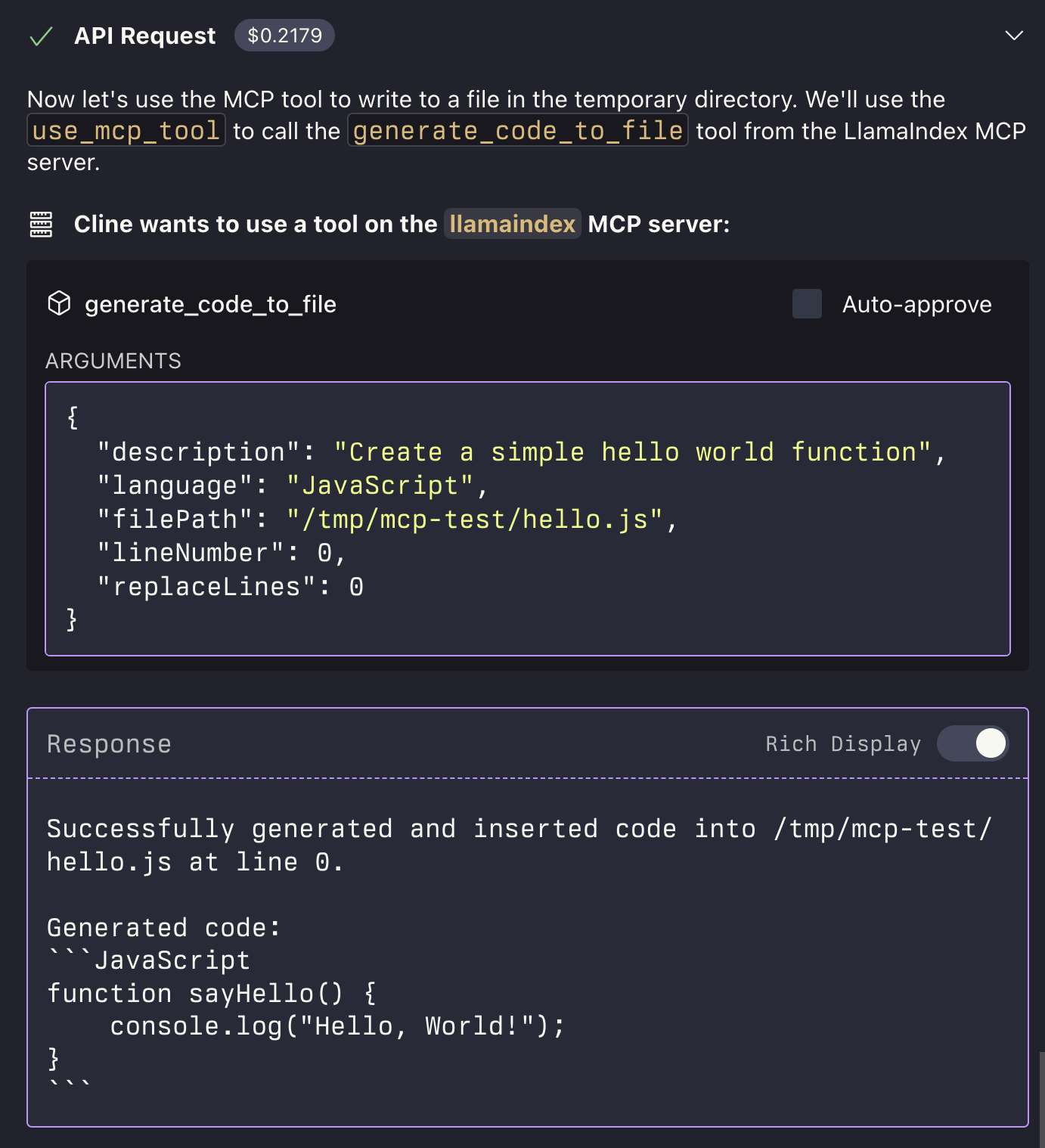 call a llm to generate code