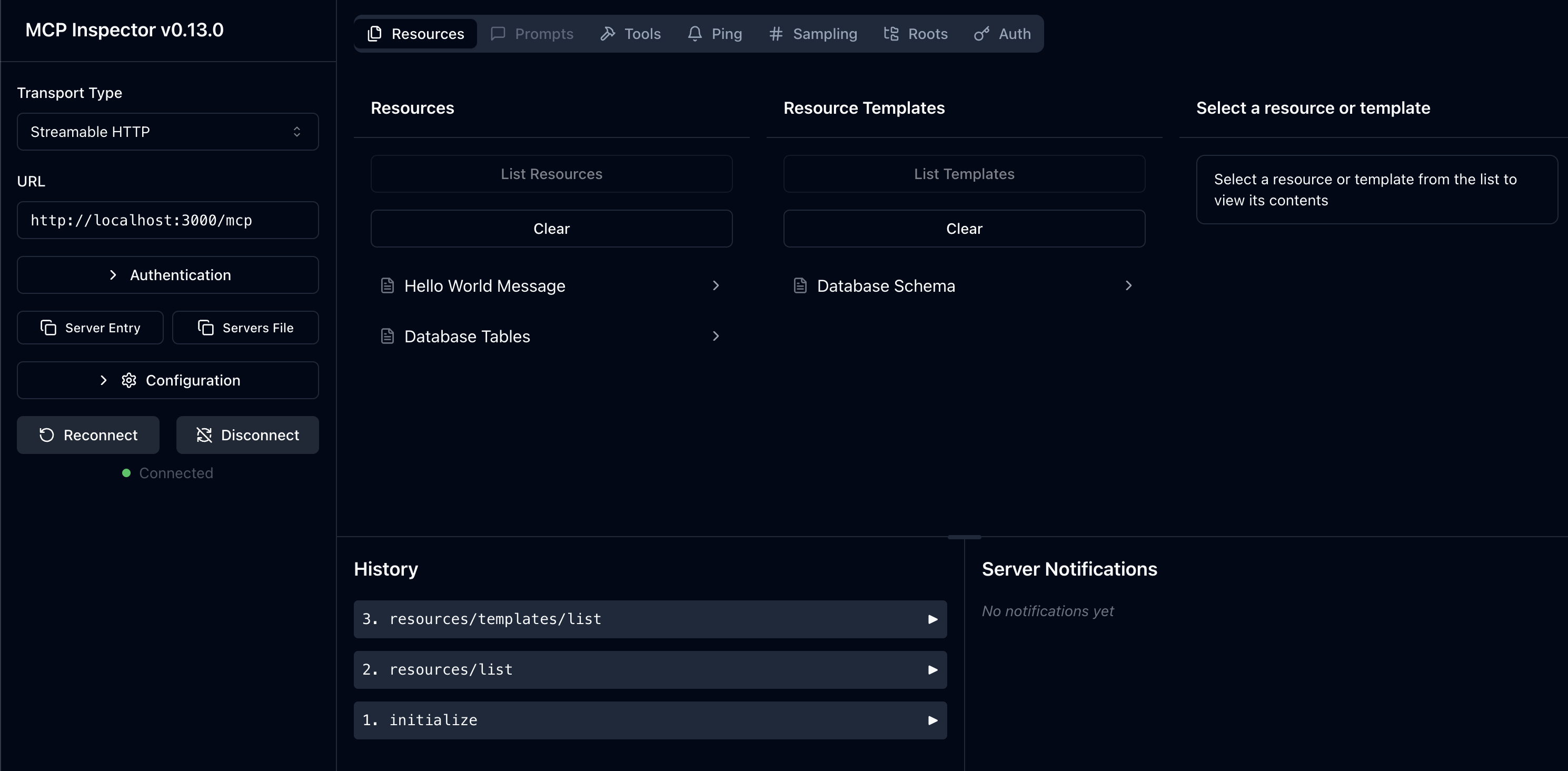 MCP Resource in MCP Inspector